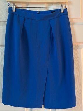 J. Crew Cobalt Blue Midi Pleated Pencil Skirt size 0